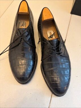 Church's Black Croc-Embossed Leather Derby Shoes